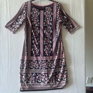 Eliza J 3/4 Sleeve Floral Dress in Pink and navy Sz 8